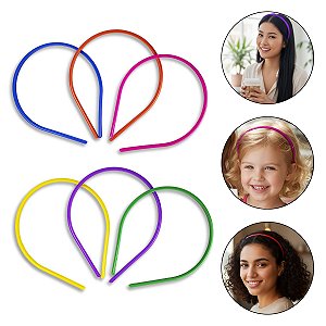 Kit 12 Tiaras de Cabelo Arquinho Sem Dente 6mm Coloridas