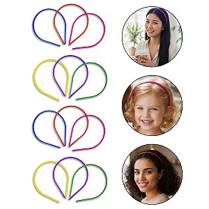 Kit 24 Arquinho Sem Dente Tiara de Cabelo Fina 6mm Colorida