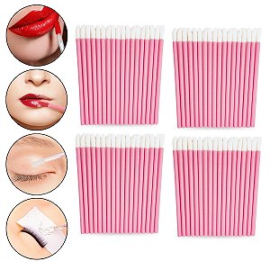 Kit 200 Aplicador Batom Gloss Maquiagem Cílios Descartável