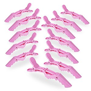 Kit 12 Presilhas Prendedor Cabelo Jacaré Crocodilo Rosa