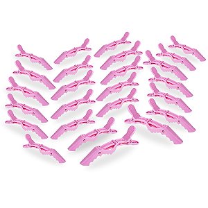 Kit 24 Presilhas Prendedor Cabelo Jacaré Crocodilo Rosa