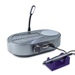 Lixadeira Coletor Pó Unhas Recarregável Luz LED 3 em 1 Cinza