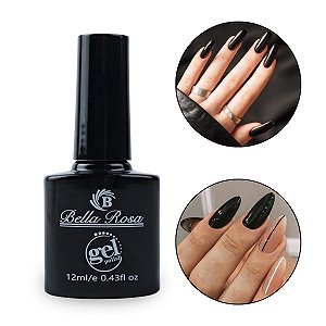 Esmalte em Gel LED/UV Preto Nail Art Unhas Bella Rosa, 12ml