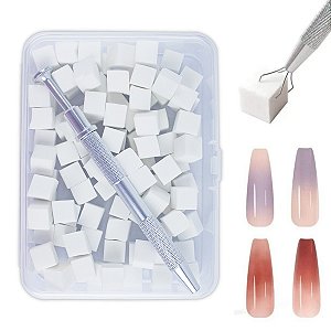 Kit 100 Mini Esponja Degradê Baby Boomer + Aplicador Garra