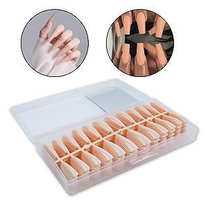 Kit 240 Unha Postiça Soft Gel Bailarina Realista Nude Claro