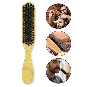 Escova Disfarce Degradê Barba Bigode e Cabelo Cabo Madeira