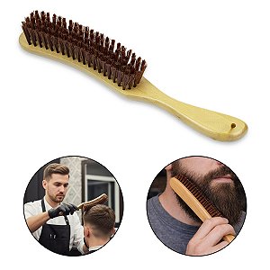 Escova Curvada Disfarce Degradê Cabelo Barba Cabo de Madeira