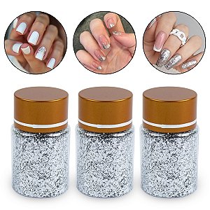 Kit 3 Folha Ouro Picada Prata Decoração Encapsulamento Prata