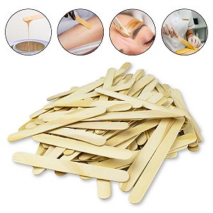 100 Espátulas Palito de Madeira Para Depilação Corpo Facial