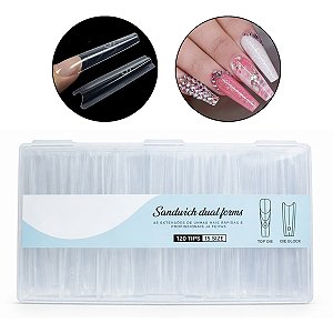 Kit 120 Molde F1 Sanduíche Unha de Gel Bailarina 15 Tamanhos