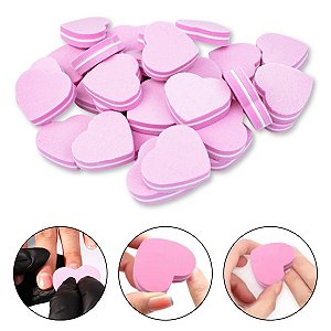 60 Mini Lixa Polidora Unhas Buffer Coração Gramatura 100/180