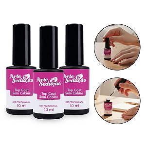 Kit 3 Top Coat Sem Cabine 10ml Selante Finalizador Brilho