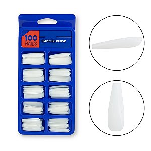 Kit 100 Unidades Unha Postiça Bailarina Realista Branca Lisa