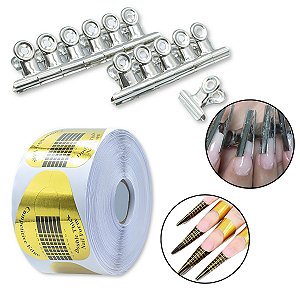 Kit 500 Molde Adesivo + 12 Presilha Metal Curvatura C 22mm