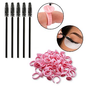 Kit 50 Escovinhas Descartáveis + 100 Anéis Batoque AB1 Henna