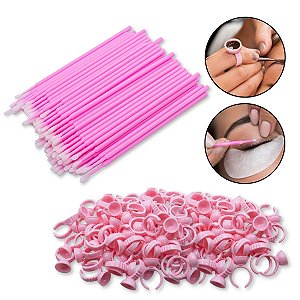 Kit Extensão de Cílios 100 Anel Batoque AB2 + 100 Microbrush