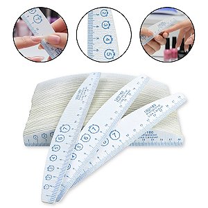 Kit 50 Lixa de Unhas Gel Lavável Bumerangue Régua 100/180