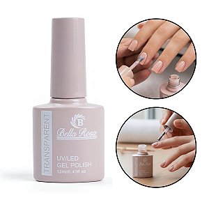 Esmalte Gel UV/LED Nude Transparente Unha 12ml Bella Rosa