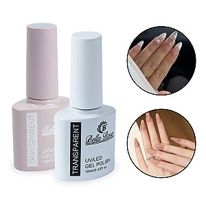 Kit Esmalte Gel Nude + Renda Transparente 12ml Bella Rosa