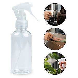 Borrifador Transparente Pequeno 130ml Trava Spray Álcool