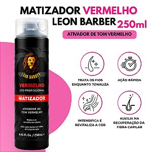 Matizador Ativador Vermelho Longa Duração 250ml Leon Barber