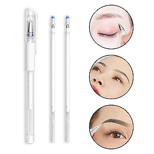 Caneta em Gel Branca Sobrancelha Micropigmentação + 2 Refil