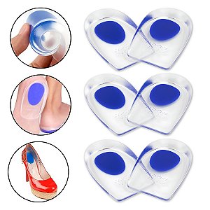 Kit 6 Palmilhas de Silicone Gel Calcanheiras Esporão Fascite