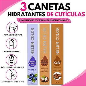 Kit 3 Canetas Óleo Revitalizador de Cutículas Helen Color
