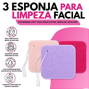 Kit 3 Esponja Limpeza Facial Esponjinha Puff Skincare Rosto