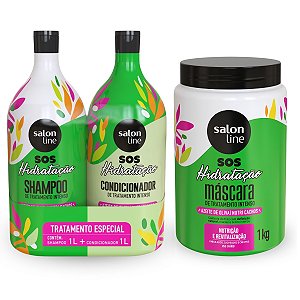 Kit Shampoo e Condicionador+ Máscara Azeite Oliva Salon Line