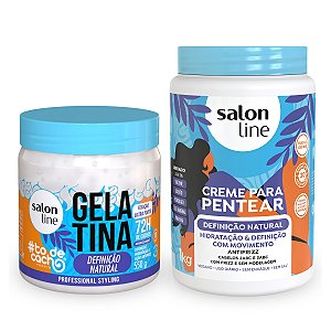 Kit Creme Pentear + Gelatina 72h Definição Cachos Salon Line