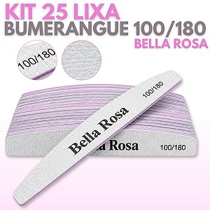 25 Lixa Unhas Bumerangue Lavável 100/180 Manicure Bella Rosa