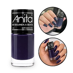 Esmalte Happy Hour Às 19h Azul Escuro Acinzentado 10ml Anita