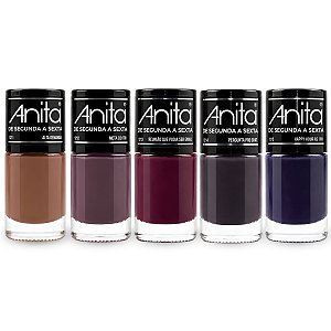 Kit 5 Esmaltes de Unhas Coleção De Segunda a Sexta Anita