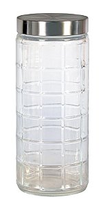 PORTA MANTIMENTOS EM VIDRO C/TAMPA PRATA 2,2L 11X27,5CM