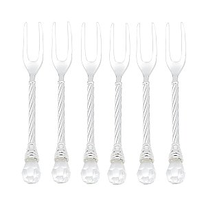 CJ 6 GARFOS P/PETISCO DE ZAMAC NIQUELADO CRISTAL 11cm