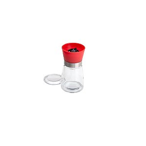 MOEDOR  TEMPERO  VIDRO TRANSPARENTE C/TAMPA VERMELHA 170ml