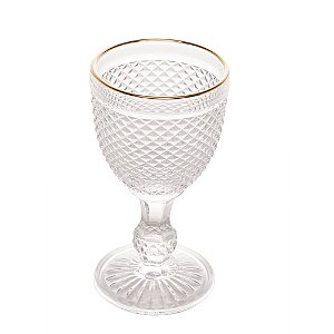 CJ 6 TAÇAS VIDRO P/ÁGUA C/FIO DOURADO BICO DE JACA 255ml