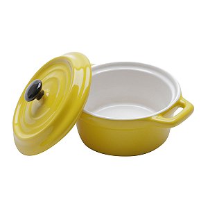 MINI CAÇAROLA DE PORCELANA BLACK LID AMARELA 12,7cm