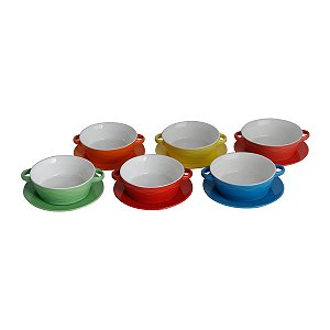 JG. 6 BOWLS P/ SOPA C/ PRATOS DE PORCELANA
