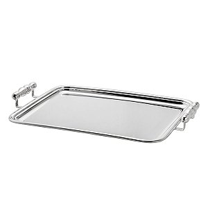 BANDEJA DE PRATA C/ALÇA LISO 42X33CM