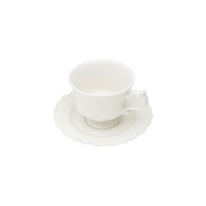 CJ 6 PC XÍCARA DE CAFÉ C/ PÍRES DE PORCELANA FANCY BRANCO