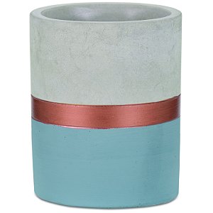 VASO AZUL E COBRE  EM CIMENTO