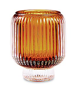 PORTA-VELAS AMBAR EM VIDRO
