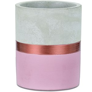VASO ROSA E COBRE EM CIMENTO
