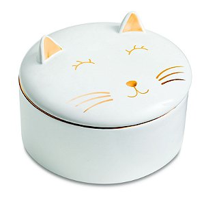 CAIXA REDONDA GATO EM CERAMICA
