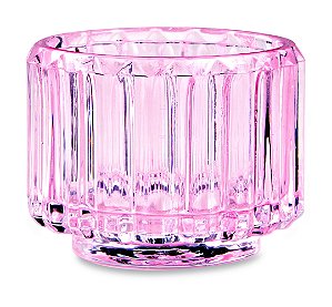 PORTA-VELAS ROSA EM VIDRO