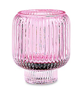 PORTA-VELAS ROSA EM VIDRO