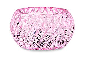 PORTA-VELAS ROSA EM VIDRO