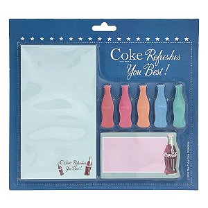 SET BLOCO DE NOTAS COM ADESIVO COCA-COLA COLORED CONTOUR BOT